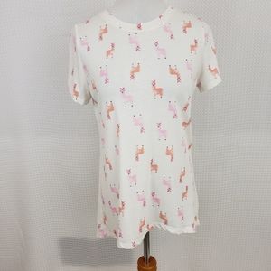 Zoe + Liv Llama Print Tee Novelty T Shirt Alpaca Shirt size Medium Boho